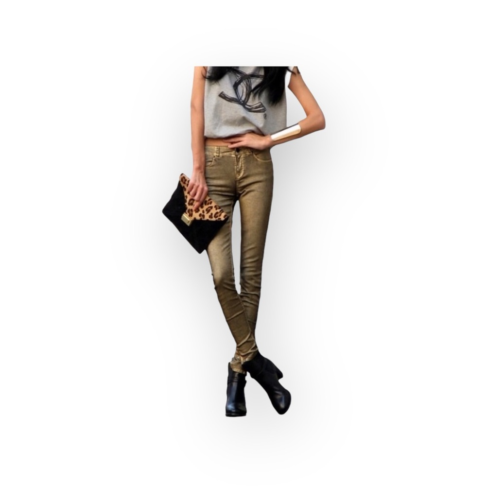 new Joe's Jeans ㋛ The Sparkle Honey Curvy Skinny Jean ㋛ Gold Bronze Shimmer ㋛ 25 - Picture 1 of 16